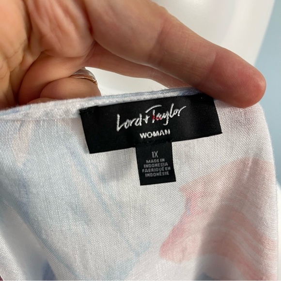 Lord & Taylor Plus Size 1X Boxy Floral Linen Shirt Top Popover Summer Resort - Picture 12 of 13